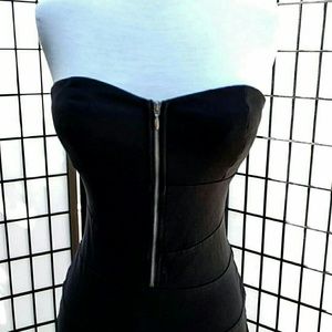 Strapless black mini dress